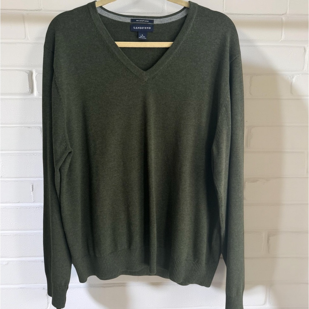 3 Men’s Land’s End V-Neck Pima Cotton Sweaters Sz Large NWOT - Picture 3 of 4